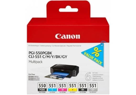 Canon PGI-550/CLI-551 Multip. PGBK 15ml, / C/M/Y/BK/GY 7ml PIXMA iP8750,MG7150/MG6350