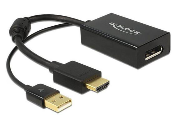 Delock Adapter HDMI - Displayport Schwarz, 4K, USB-Strom