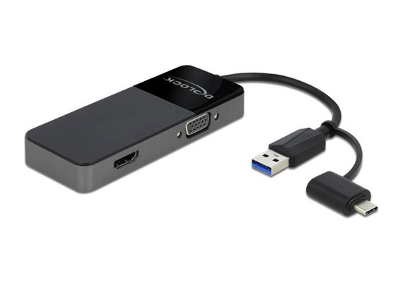 Delock Adapter USB 3.0; USB Type-C - HDMI; VGA 4K 30Hz