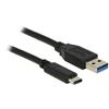 DeLock USB3.1 Kabel, A - C, 1m, Schwarz