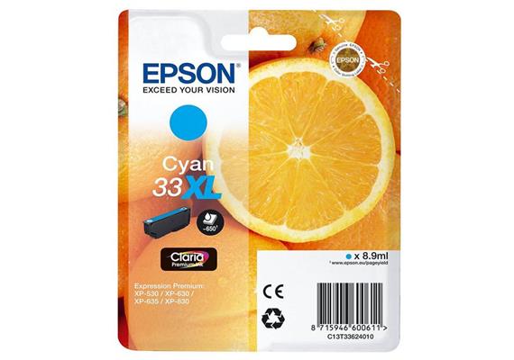 Epson Tinte 33XL - cyan (T336240) 650 Seiten