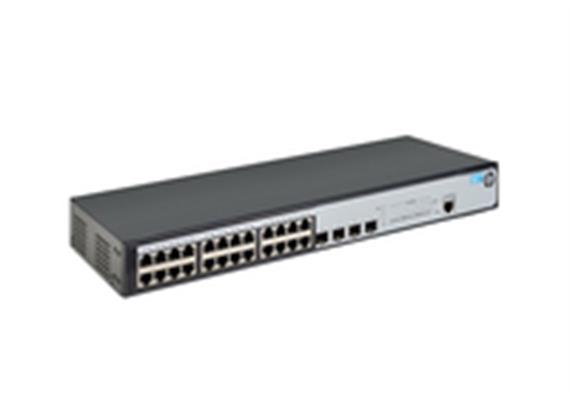 HP 1920-24G: 24 Port Smart L3 Switch, 1Gbps, QoS, SSL, 4xSFP, inkl. 19"Kit, lüfterlos