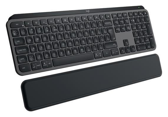 Logitech Tastatur MX Keys S Plus CH-Layout mit Handgelenkauflage