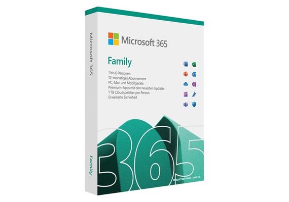 Microsoft 365 Family Box, 6 User, Deutsch