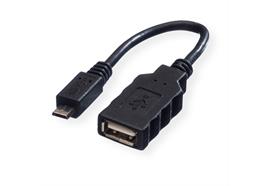 ROLINE USB2.0 Kabel, Typ A BU-Micro B ST OTG, schwarz, 0.15m