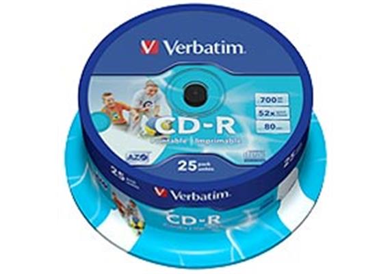 Verbatim CD-R 700MB/80Min, 52x Brenngeschwindigkeit, 25er Spindel, mit Logo