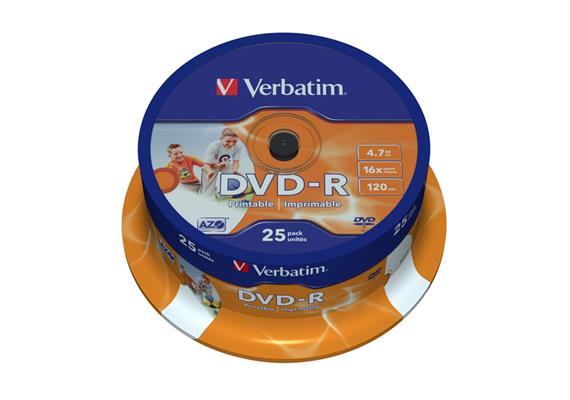 Verbatim DVD-R Medien 4.7GB, 16x Brenngeschwindigkeit, 25er Spindel