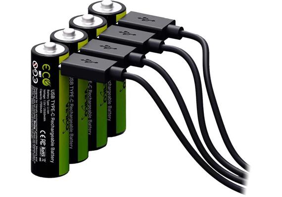 Verico Akku 4x AA 1700 mAh mit USB-C, Spannung: 1.5 V, Akkukapazität: 1700 mAh