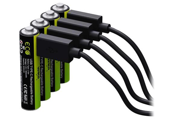 Verico Akku 4x AAA 600 mAh mit USB-C, Spannung: 1.5 V, Akkukapazität: 600 mAh,