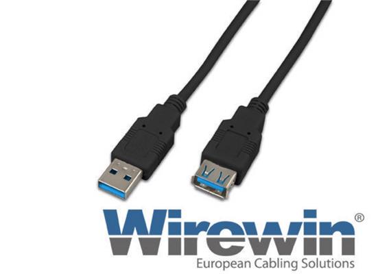 Wirewin USB 3.0 Verlängerungskabel, A - A, 1,8 m, schwarz